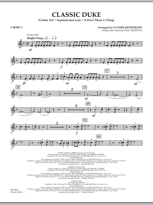 Paul Murtha Classic Duke - F Horn 2 sheet music notes and chords arranged for Concert Band