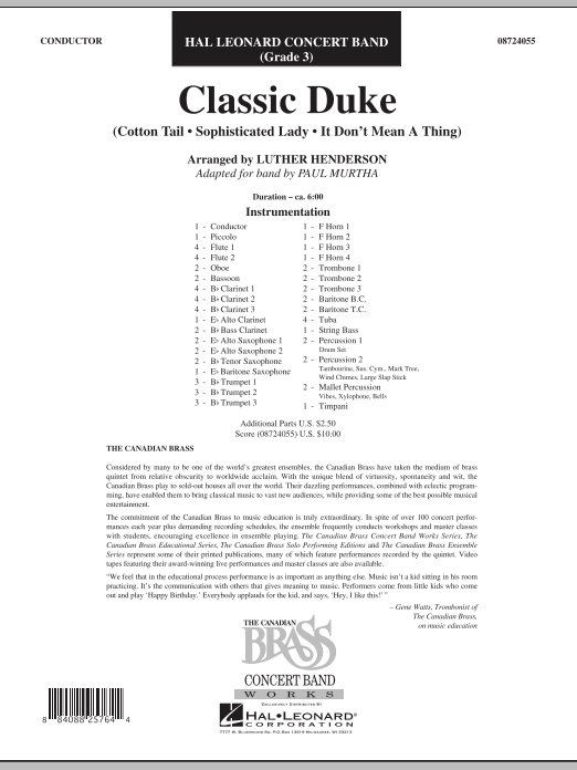 Paul Murtha Classic Duke - Full Score sheet music notes and chords arranged for Concert Band