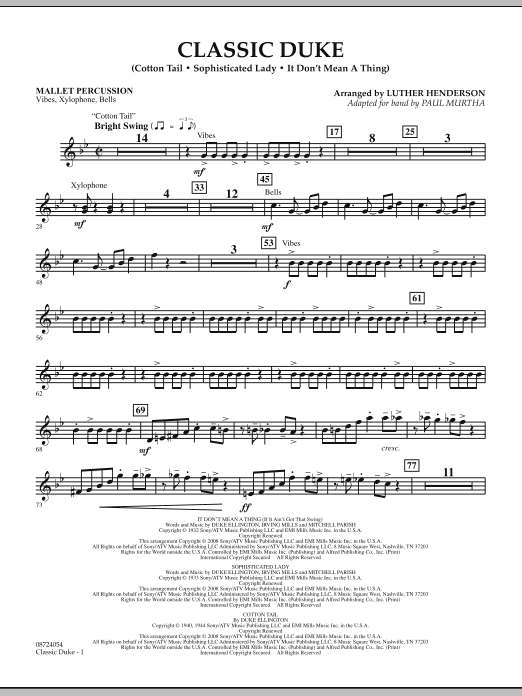Paul Murtha Classic Duke - Mallet Percussion sheet music notes and chords arranged for Concert Band