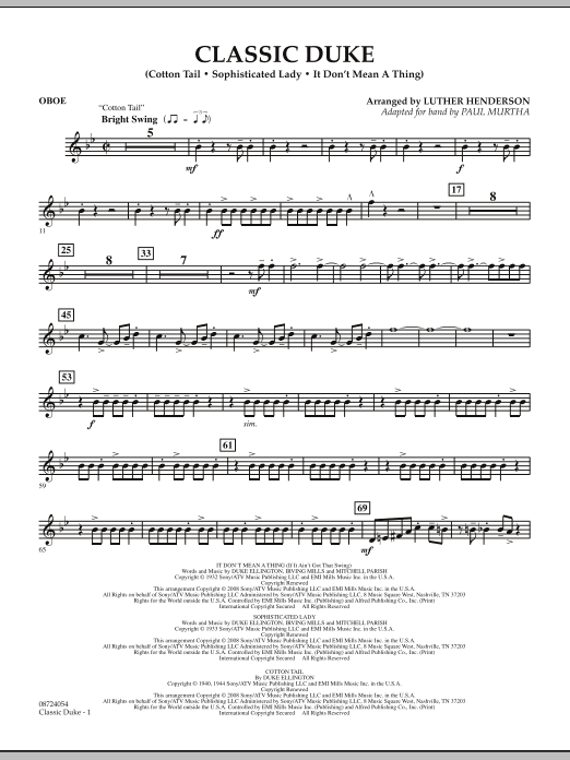 Paul Murtha Classic Duke - Oboe sheet music notes and chords arranged for Concert Band