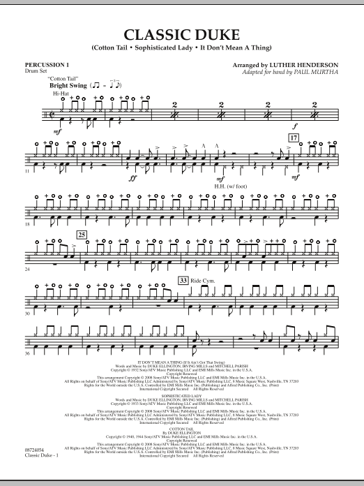 Paul Murtha Classic Duke - Percussion 1 sheet music notes and chords arranged for Concert Band