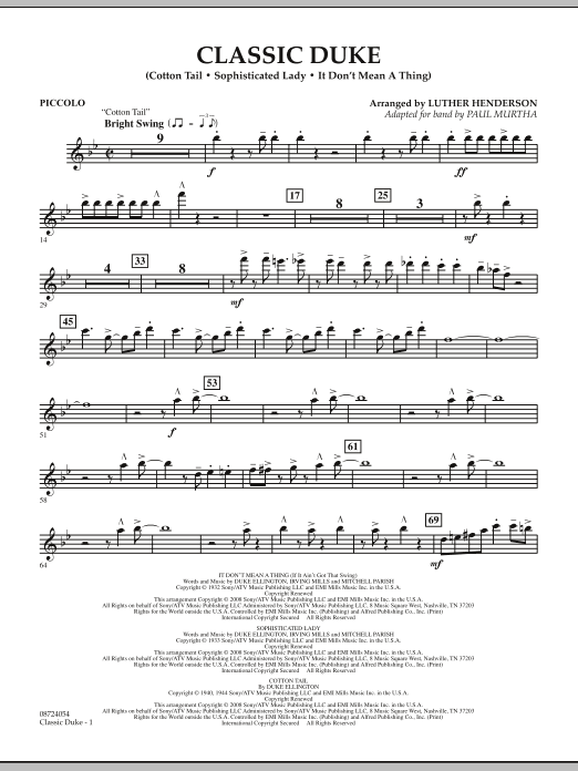 Paul Murtha Classic Duke - Piccolo sheet music notes and chords arranged for Concert Band