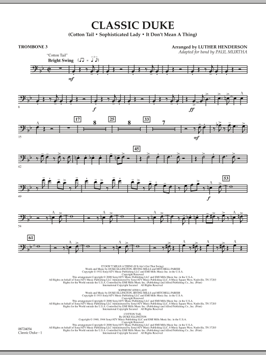 Paul Murtha Classic Duke - Trombone 3 sheet music notes and chords arranged for Concert Band