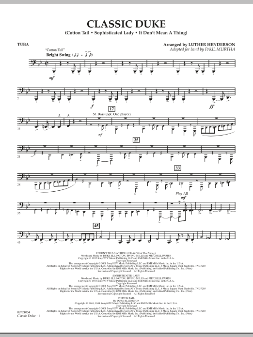 Paul Murtha Classic Duke - Tuba sheet music notes and chords arranged for Concert Band