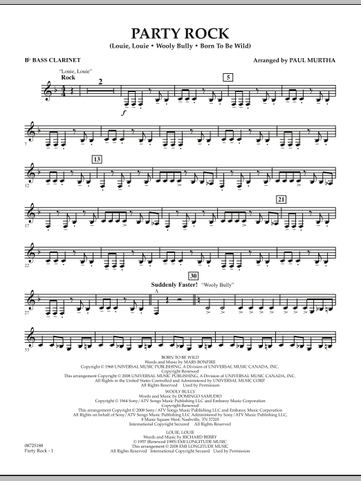 Paul Murtha Party Rock - Bb Bass Clarinet sheet music notes and chords arranged for Concert Band