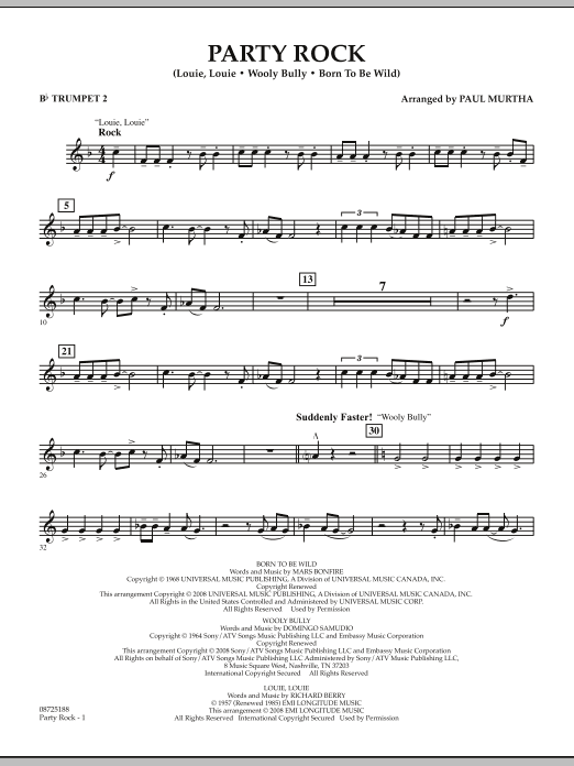 Paul Murtha Party Rock - Bb Trumpet 2 sheet music notes and chords arranged for Concert Band