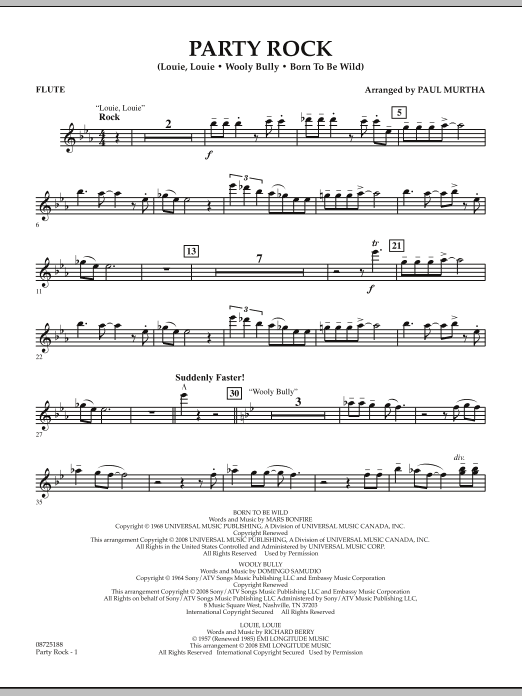 Paul Murtha Party Rock - Flute sheet music notes and chords arranged for Concert Band