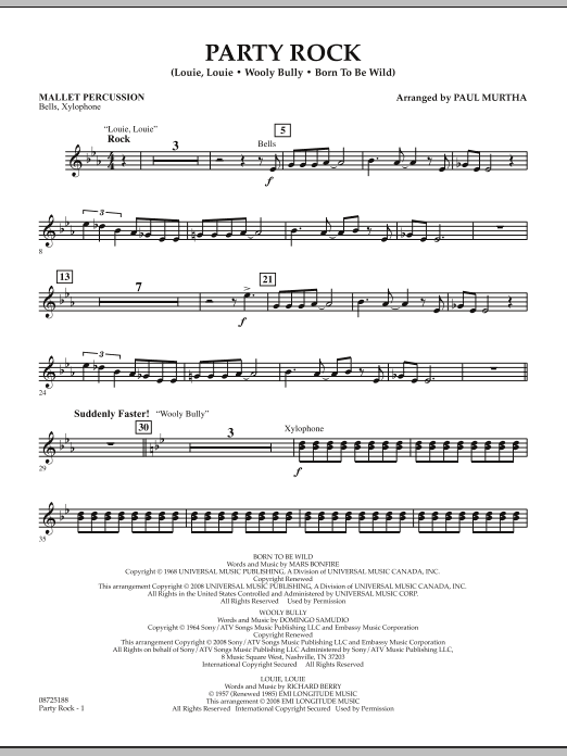 Paul Murtha Party Rock - Mallet Percussion sheet music notes and chords arranged for Concert Band