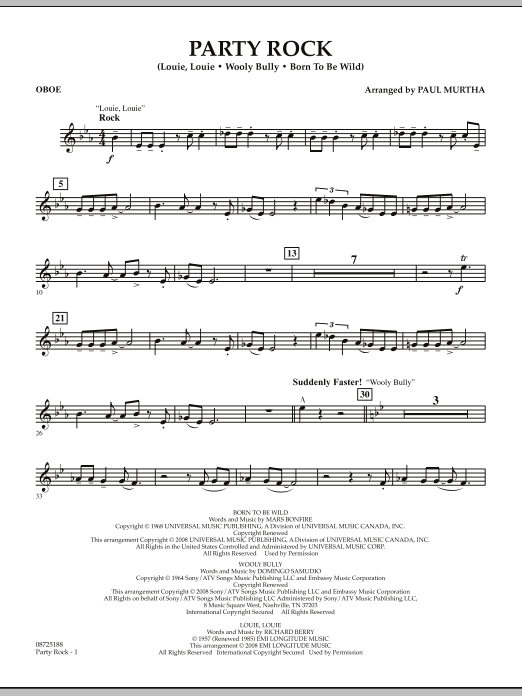Paul Murtha Party Rock - Oboe sheet music notes and chords arranged for Concert Band