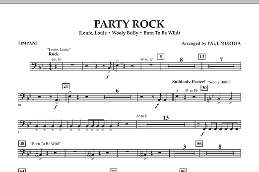 Paul Murtha Party Rock - Timpani sheet music notes and chords arranged for Concert Band