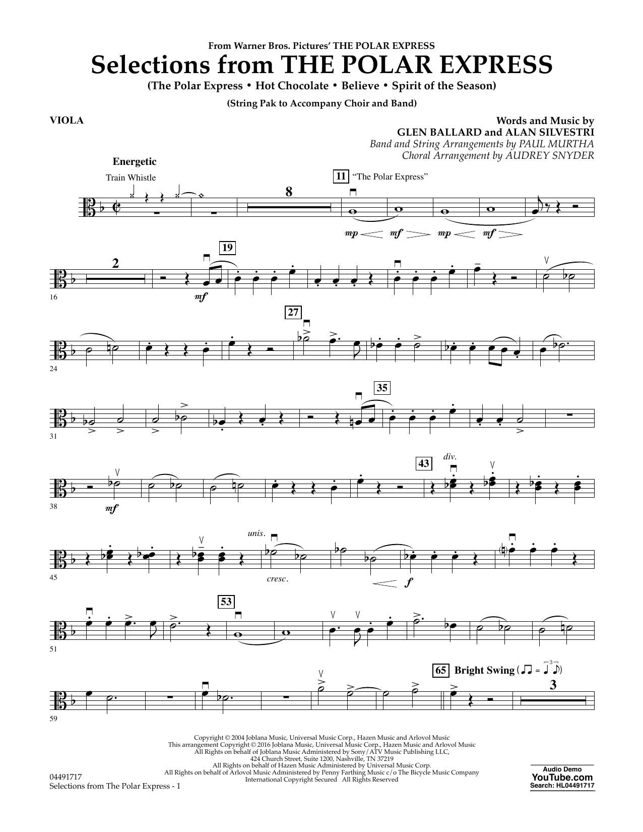 Paul Murtha The Polar Express - Viola sheet music notes and chords arranged for Orchestra