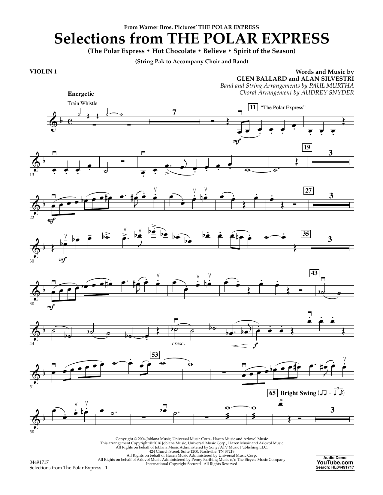 Paul Murtha The Polar Express - Violin 1 sheet music notes and chords arranged for Orchestra