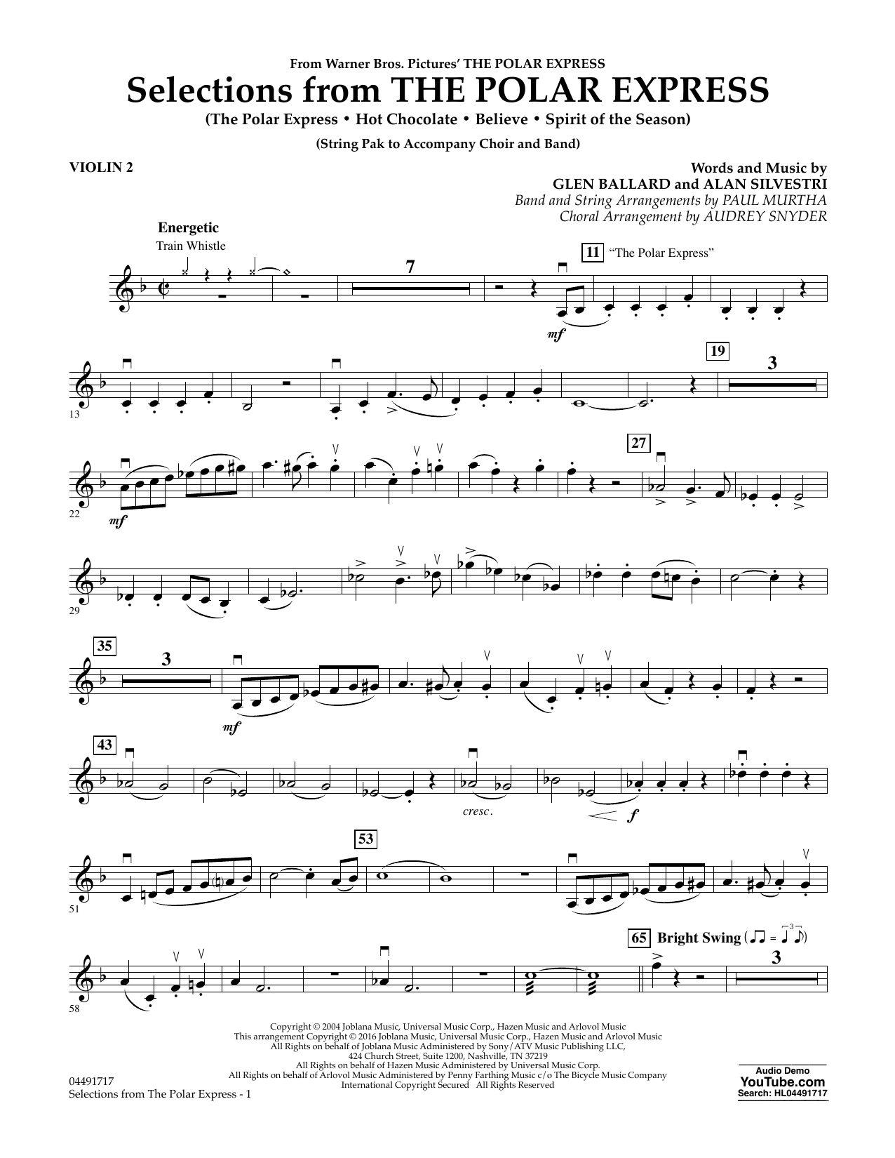 Paul Murtha The Polar Express - Violin 2 sheet music notes and chords arranged for Orchestra