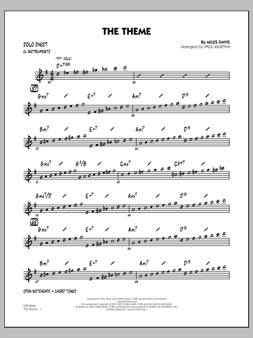 Paul Murtha The Theme - Eb Solo Sheet sheet music notes and chords arranged for Jazz Ensemble