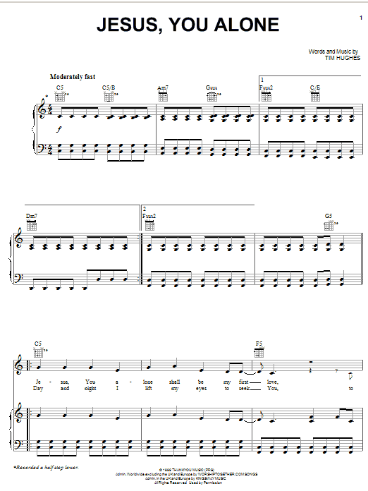 Paul Oakley Jesus, You Alone sheet music notes and chords arranged for Piano, Vocal & Guitar Chords (Right-Hand Melody)
