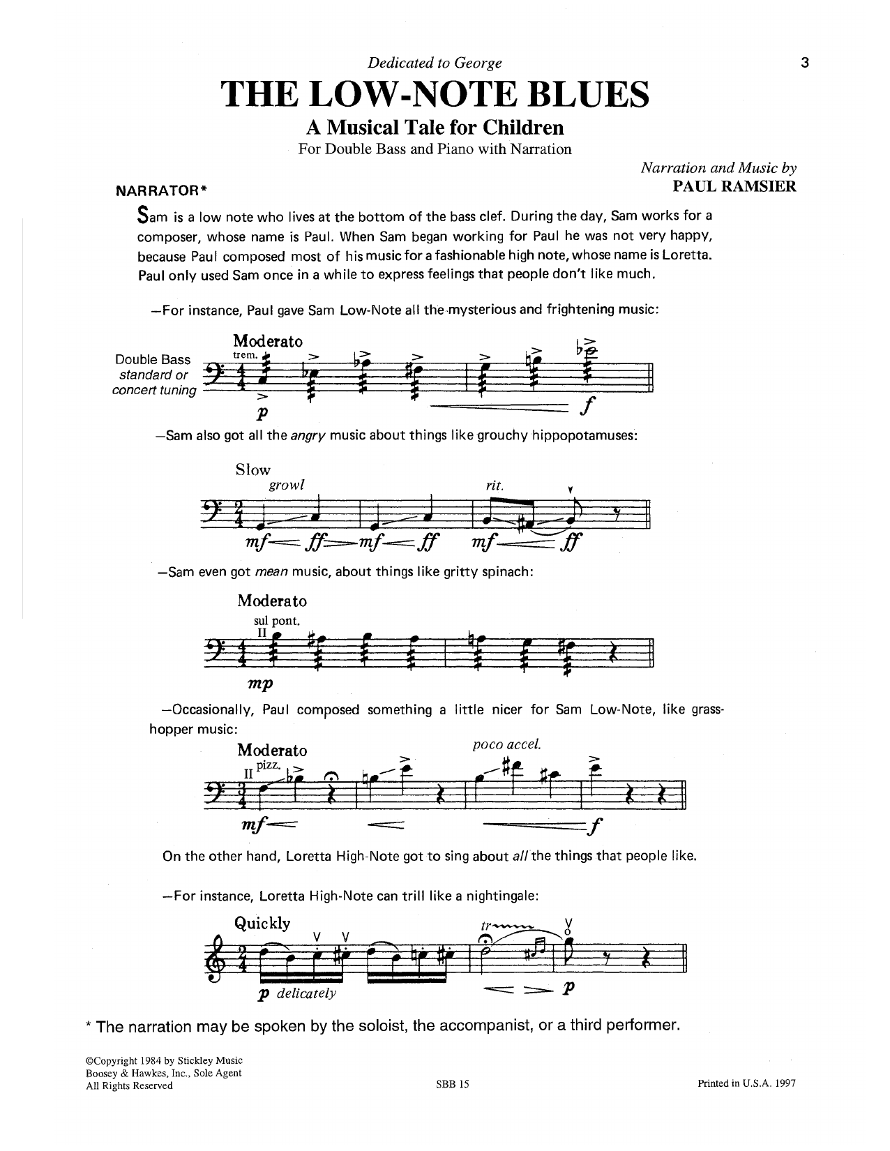 Paul Ramsier The Low-Note Blues sheet music notes and chords arranged for Instrumental Solo and Piano Accompaniment
