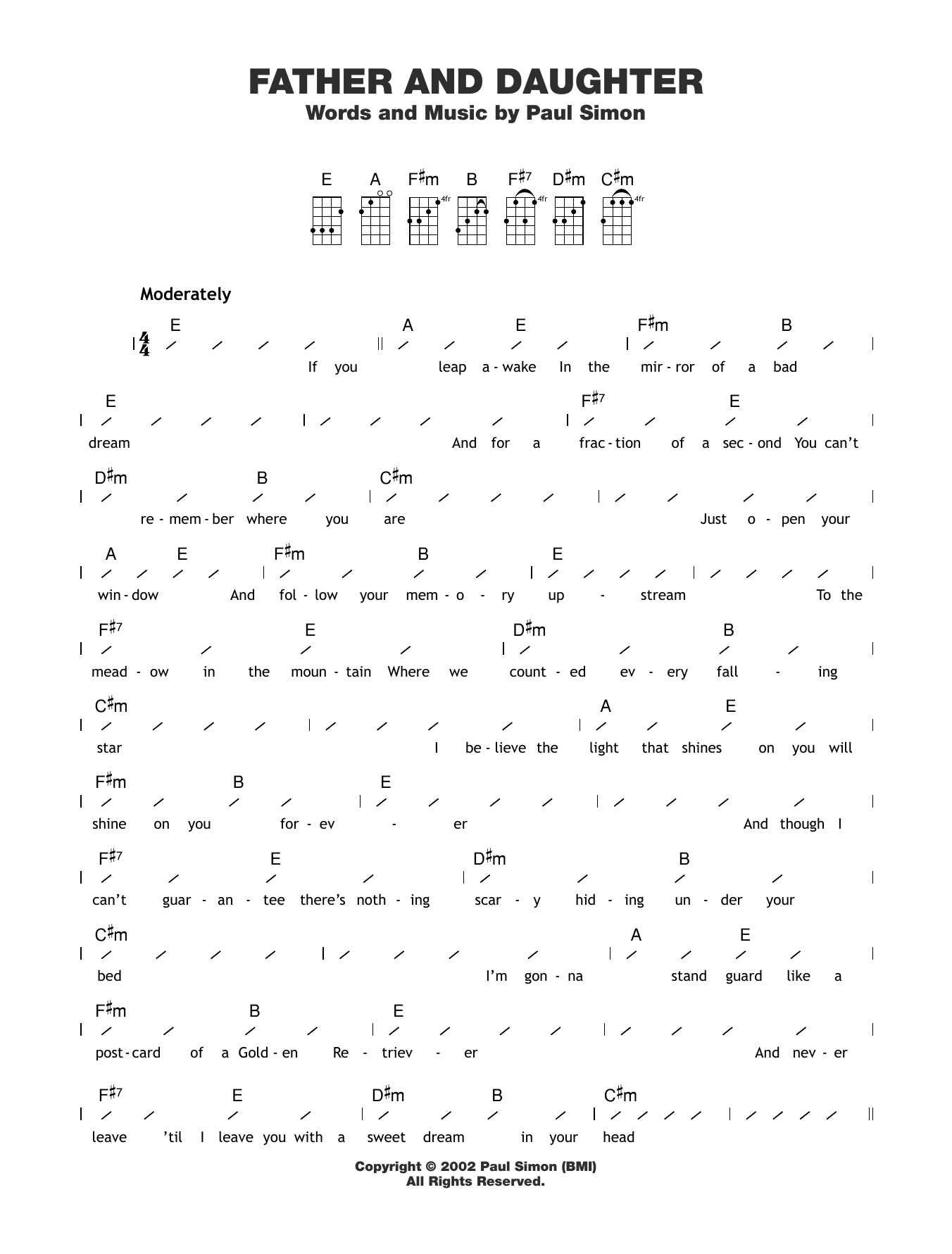Paul Simon Father And Daughter sheet music notes and chords arranged for Guitar Chords/Lyrics