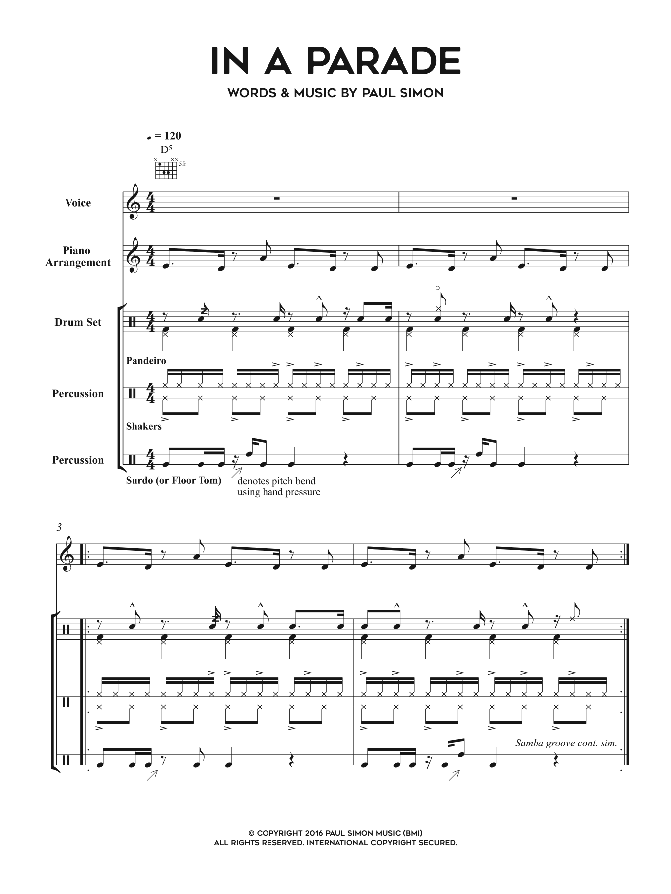 Paul Simon In A Parade sheet music notes and chords arranged for Piano, Vocal & Guitar Chords