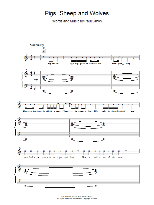 Paul Simon Pigs, Sheep And Wolves sheet music notes and chords arranged for Piano, Vocal & Guitar Chords