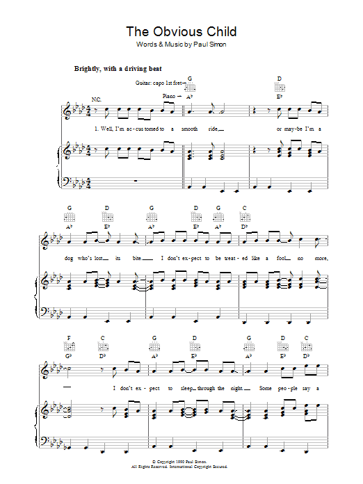 Paul Simon The Obvious Child sheet music notes and chords arranged for Piano Chords/Lyrics