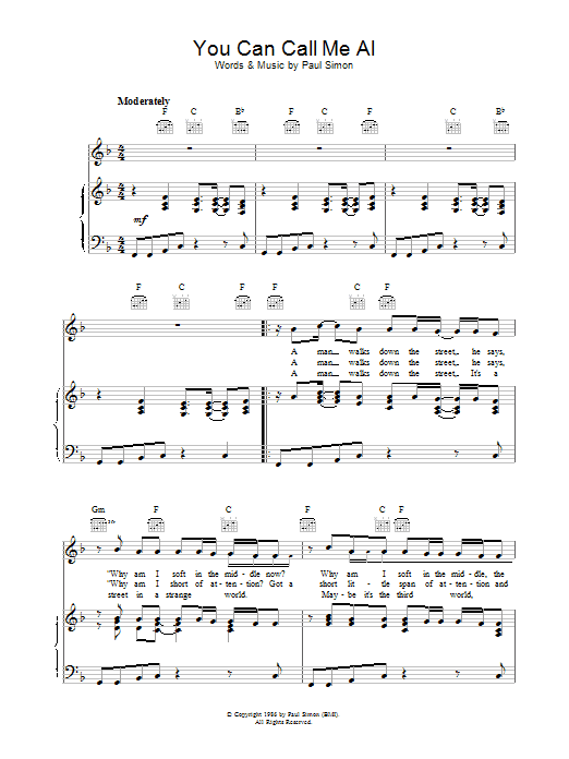 Paul Simon You Can Call Me Al sheet music notes and chords arranged for Trombone Solo