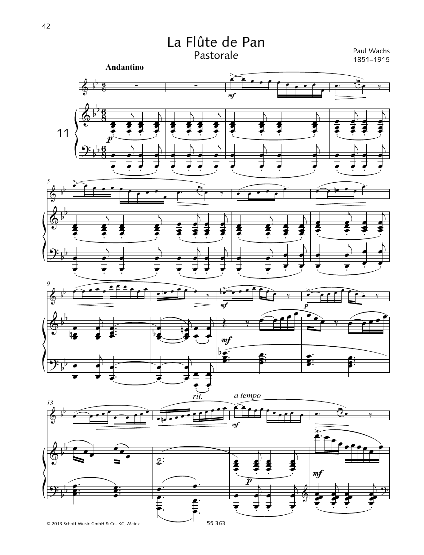 Paul Wachs La Flute De Pan sheet music notes and chords arranged for Woodwind Solo
