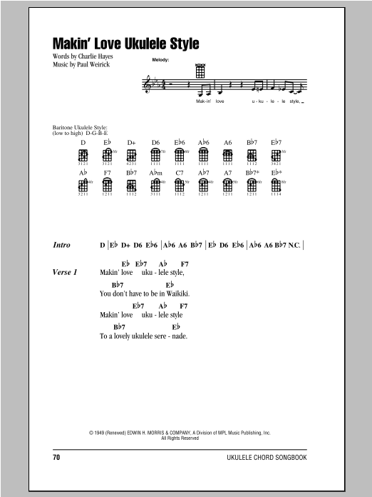 Paul Weirick Makin' Love Ukulele Style sheet music notes and chords arranged for Ukulele Chords/Lyrics