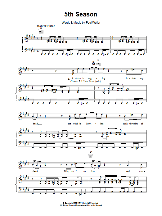 Paul Weller 5th Season sheet music notes and chords arranged for Guitar Chords/Lyrics