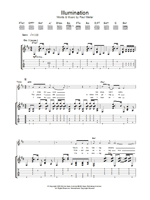 Paul Weller Illumination sheet music notes and chords arranged for Lead Sheet / Fake Book