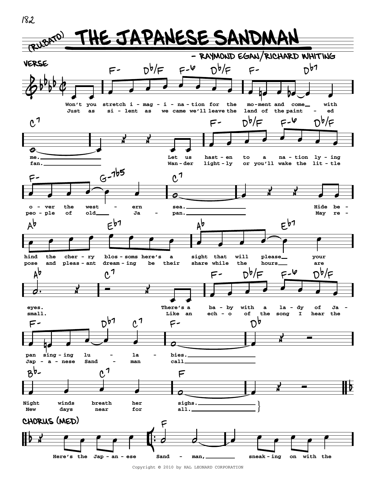 Paul Whiteman and His Orchestra The Japanese Sandman (arr. Robert Rawlins) sheet music notes and chords arranged for Real Book – Melody, Lyrics & Chords