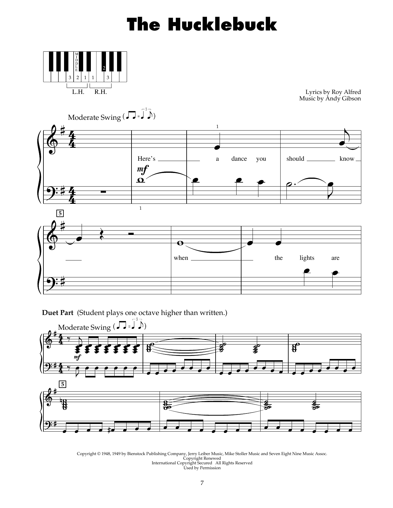 Paul Williams & His Hucklebuckers The Hucklebuck sheet music notes and chords arranged for 5-Finger Piano