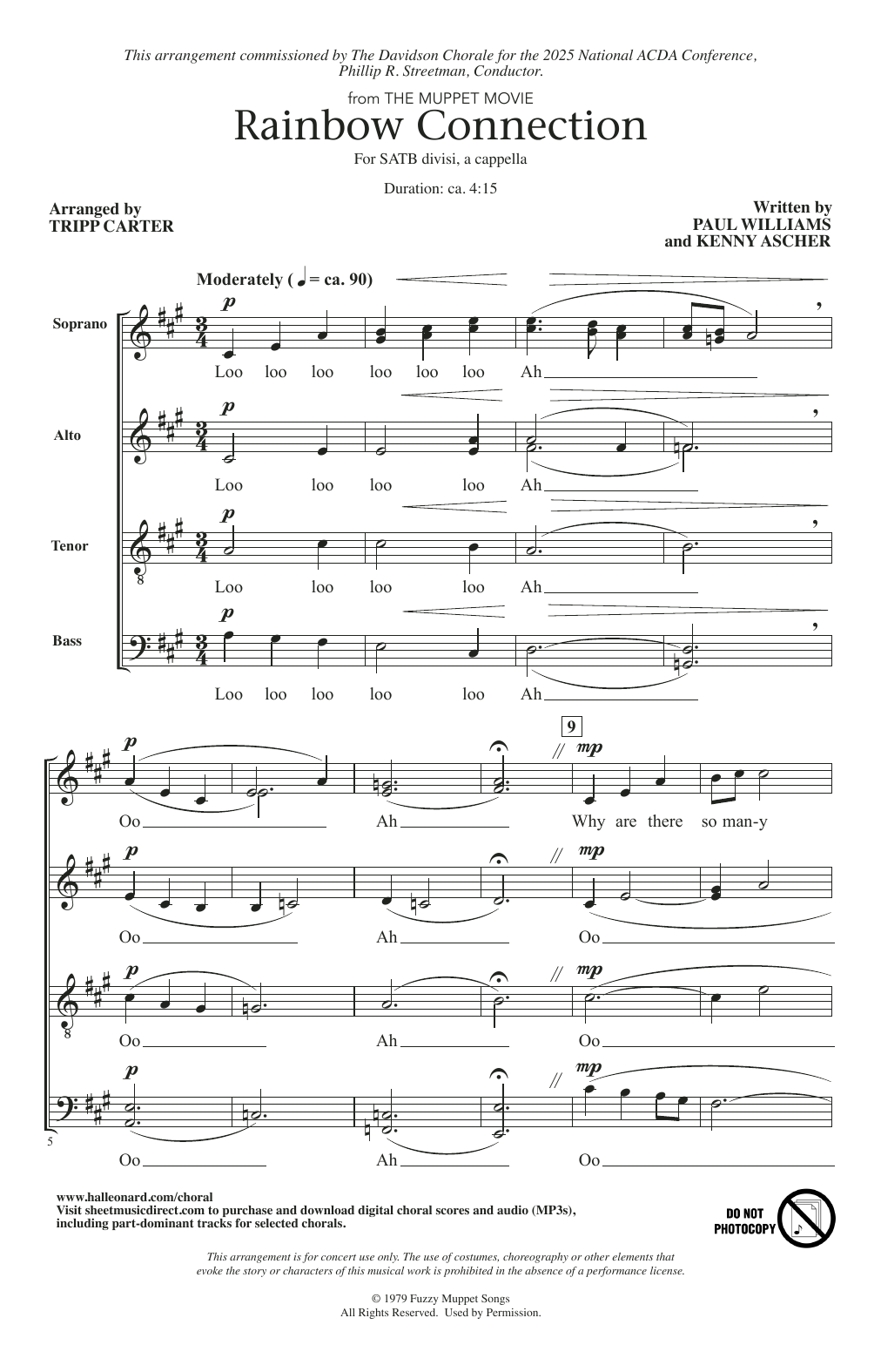 Paul Williams Rainbow Connection (from The Muppet Movie) sheet music notes and chords arranged for Choir