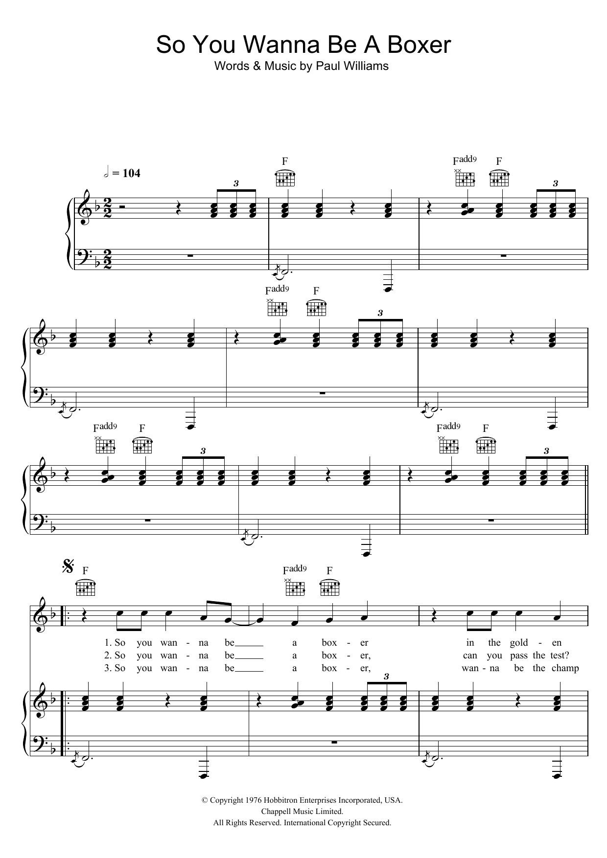 Paul Williams So You Wanna Be A Boxer (from Bugsy Malone) sheet music notes and chords arranged for Violin Solo