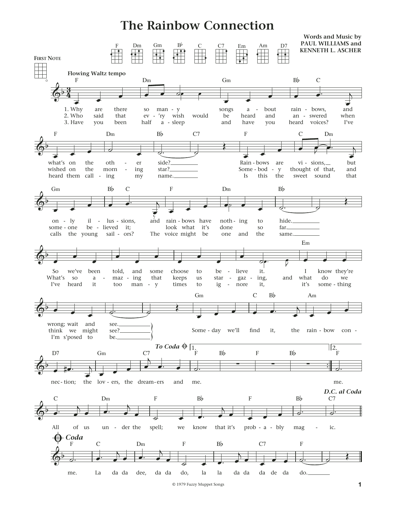 Paul Williams The Rainbow Connection (from The Daily Ukulele) (arr. Liz and Jim Beloff) sheet music notes and chords arranged for Ukulele