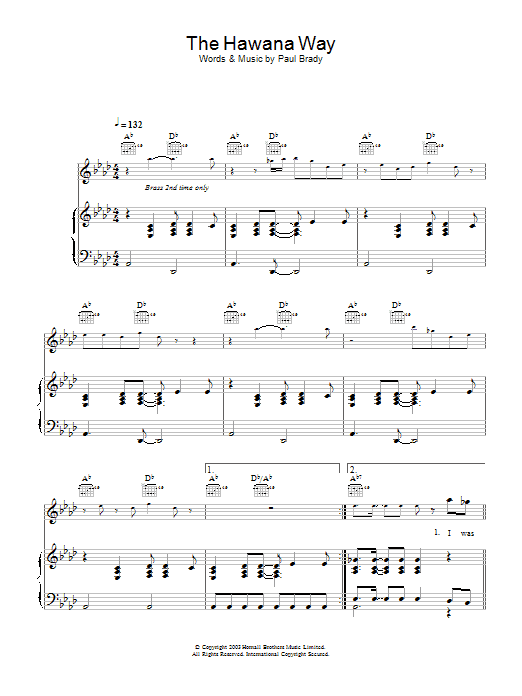 Paul Brady The Hawana Way sheet music notes and chords. Download Printable PDF.