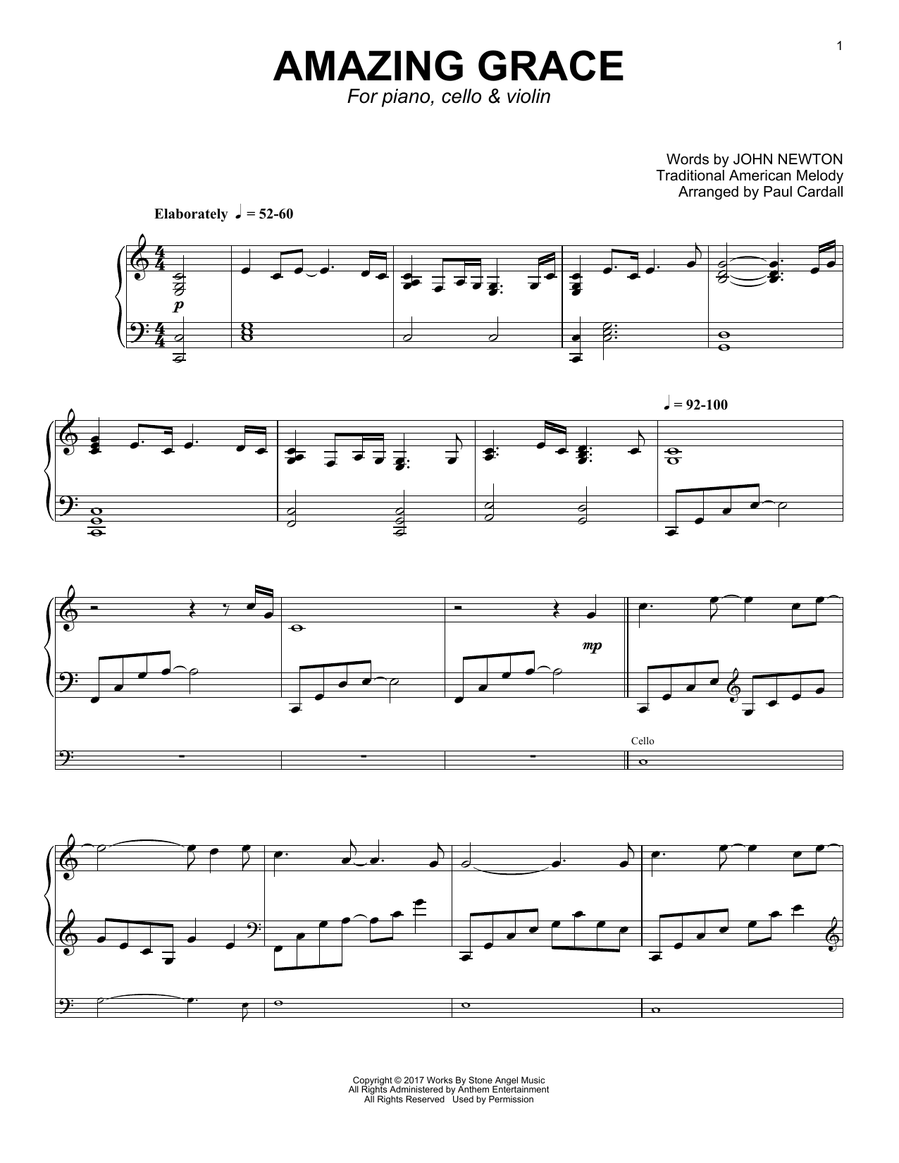 Paul Cardall Amazing Grace sheet music notes and chords arranged for Piano Solo