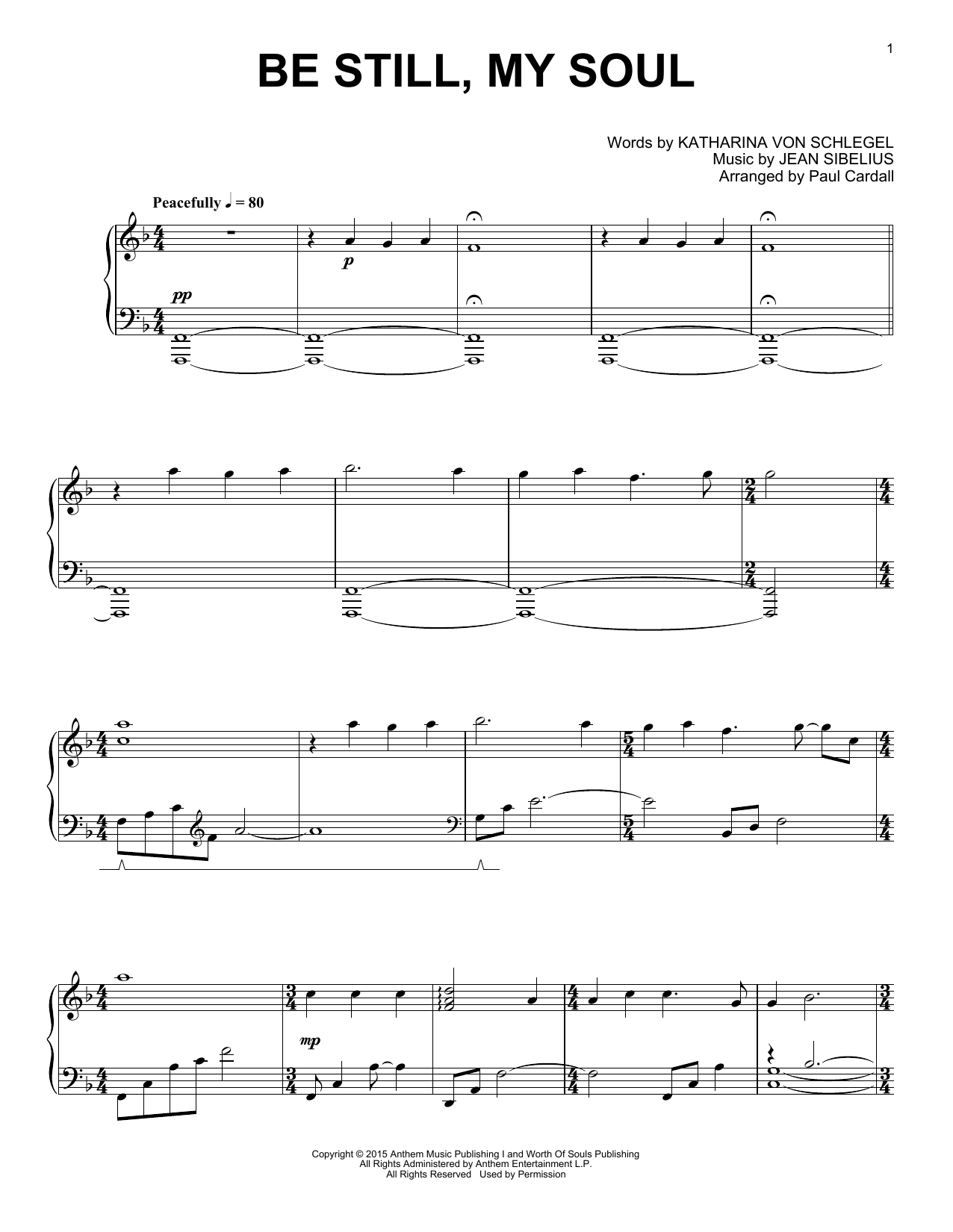 Paul Cardall Be Still, My Soul sheet music notes and chords arranged for Piano Solo