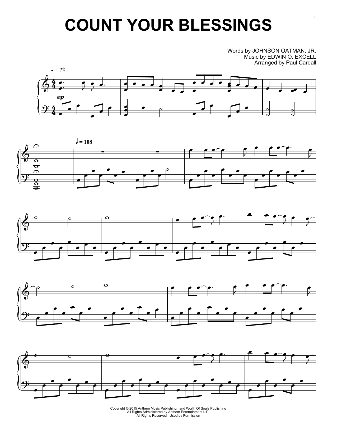 Paul Cardall Count Your Blessings sheet music notes and chords arranged for Piano Solo