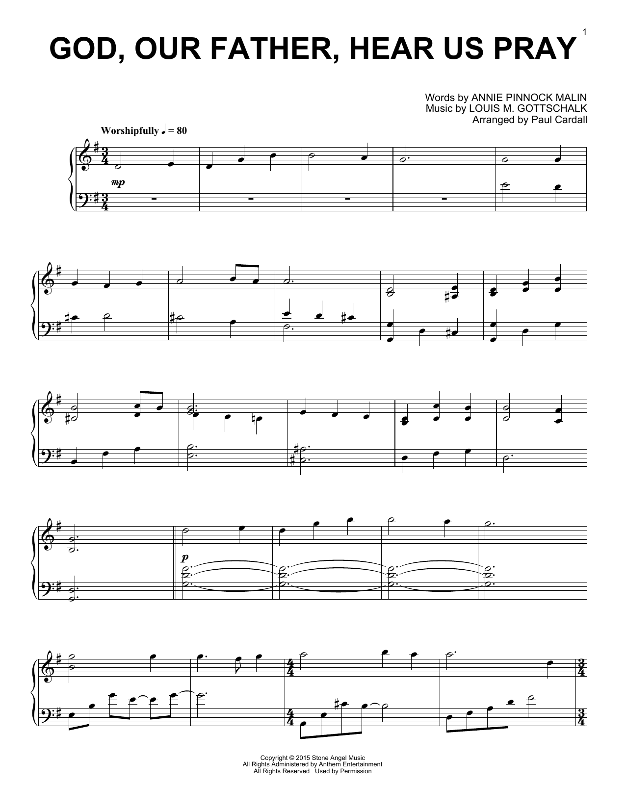 Paul Cardall God, Our Father, Hear Us Pray sheet music notes and chords arranged for Piano Solo