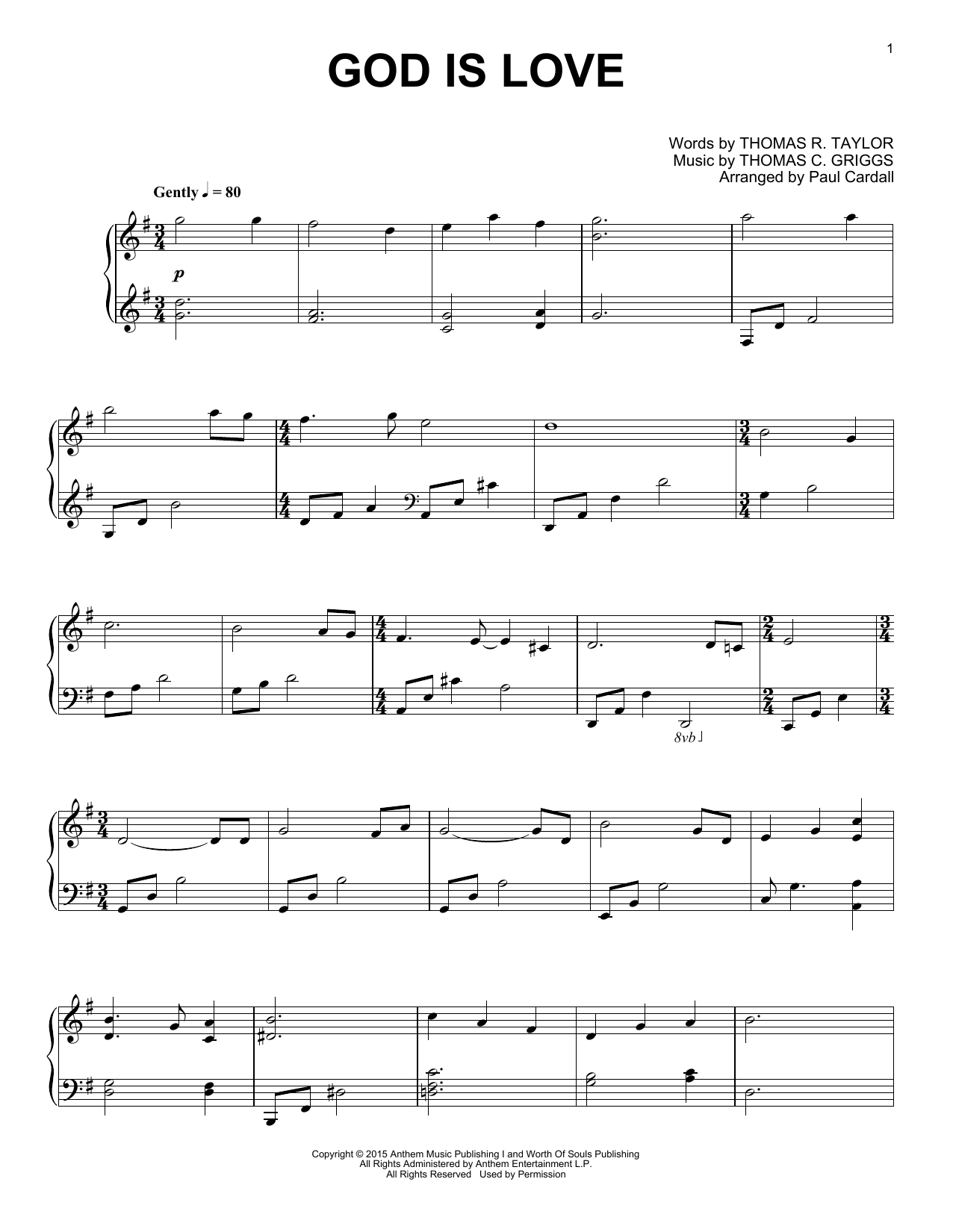 Paul Cardall God Is Love sheet music notes and chords arranged for Piano Solo