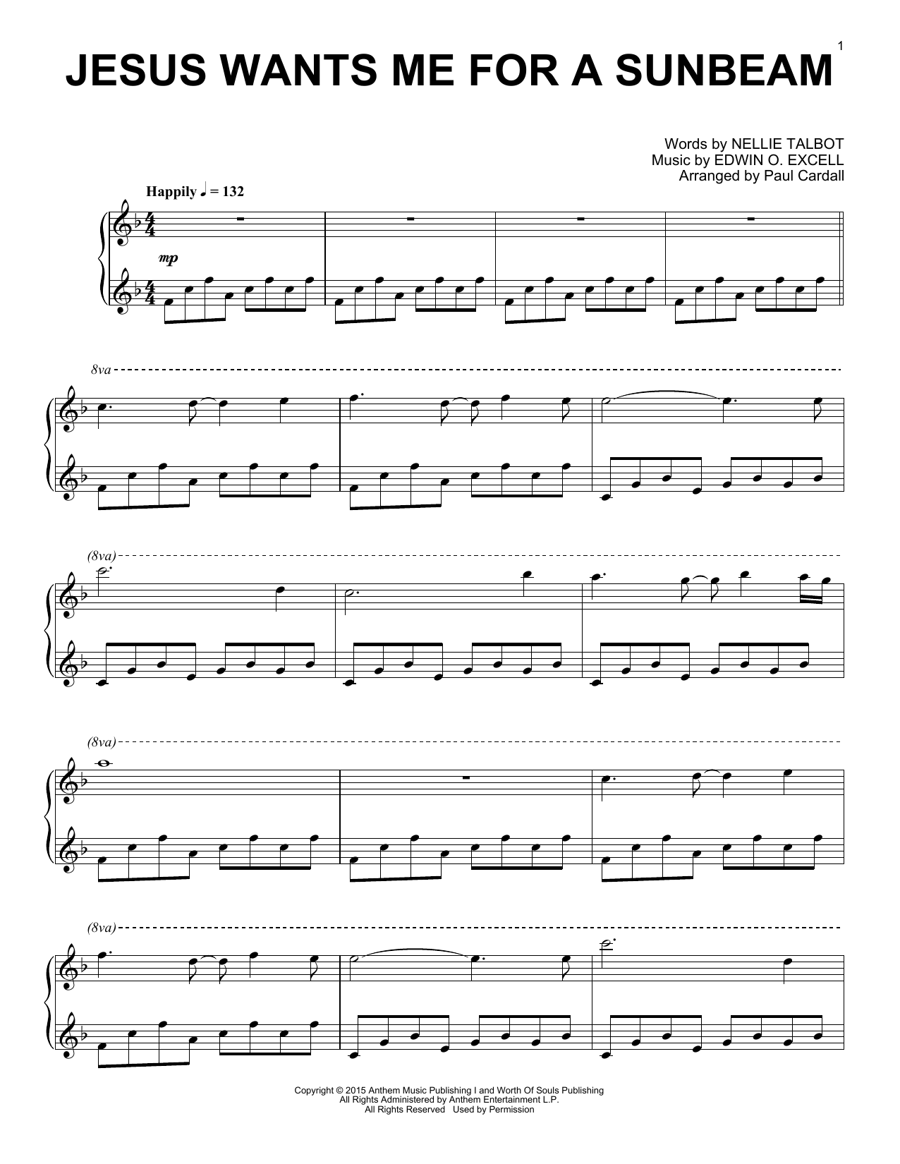 Paul Cardall Jesus Wants Me For A Sunbeam sheet music notes and chords arranged for Piano Solo