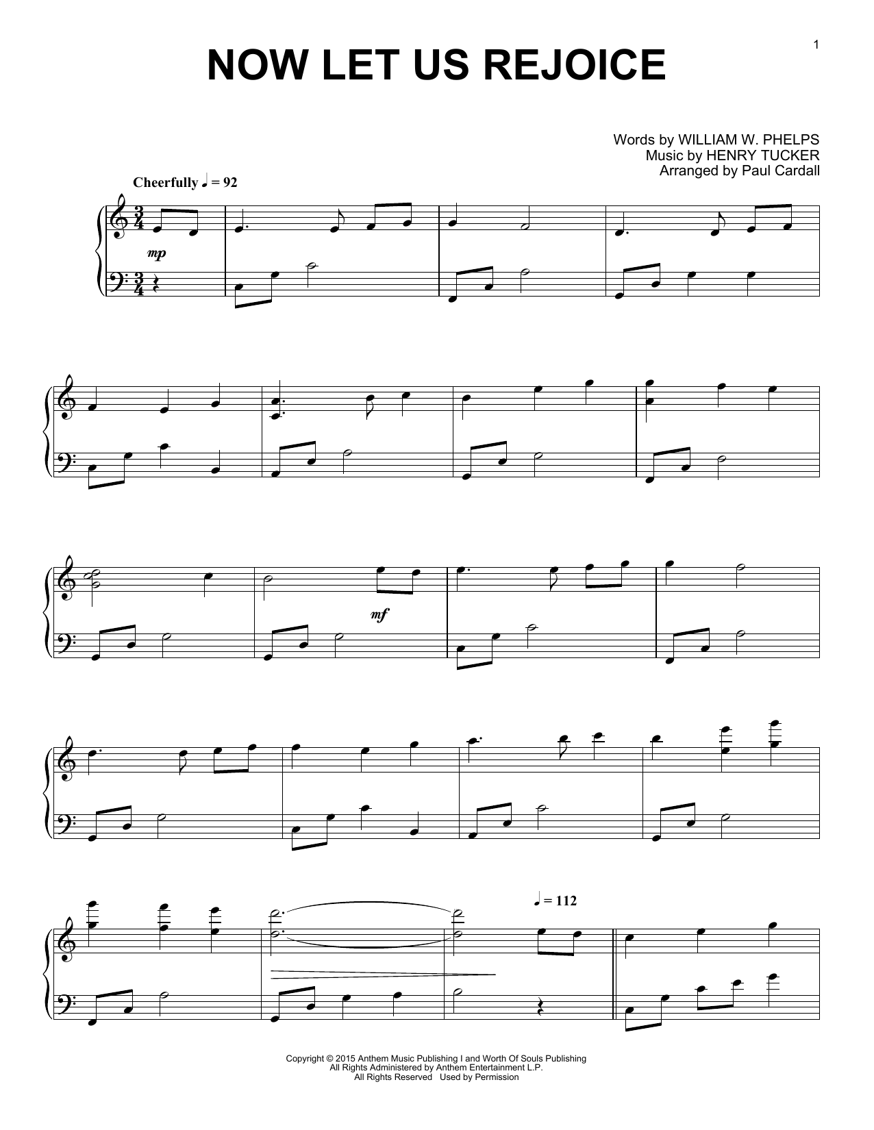 Paul Cardall Now Let Us Rejoice sheet music notes and chords arranged for Piano Solo