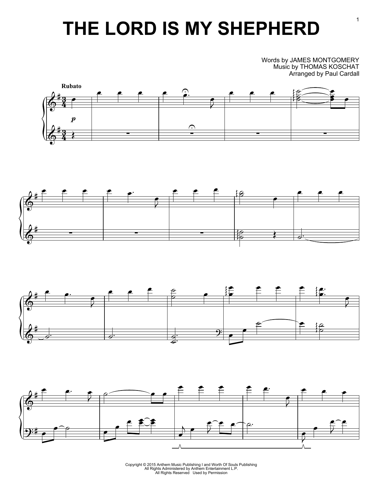 Paul Cardall The Lord Is My Shepherd sheet music notes and chords arranged for Piano Solo