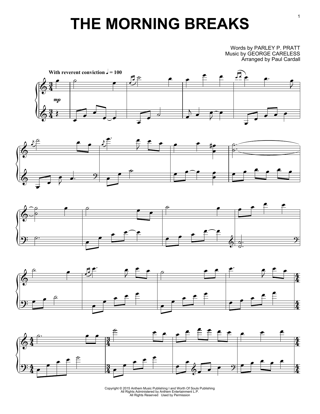 Paul Cardall The Morning Breaks sheet music notes and chords arranged for Piano Solo