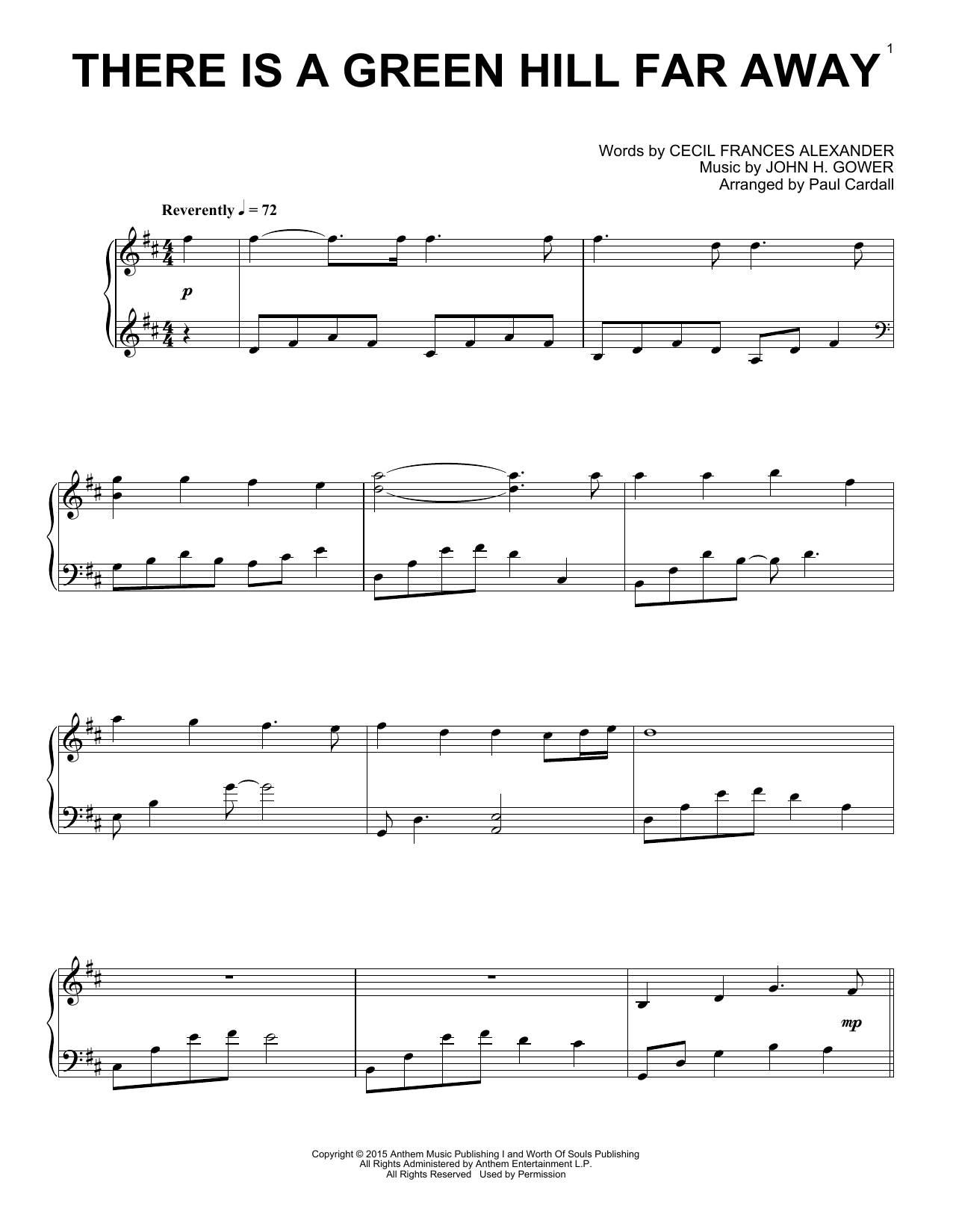 Paul Cardall There Is A Green Hill Far Away sheet music notes and chords arranged for Piano Solo
