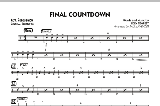 Paul Lavender Final Countdown - Aux Percussion sheet music notes and chords. Download Printable PDF.