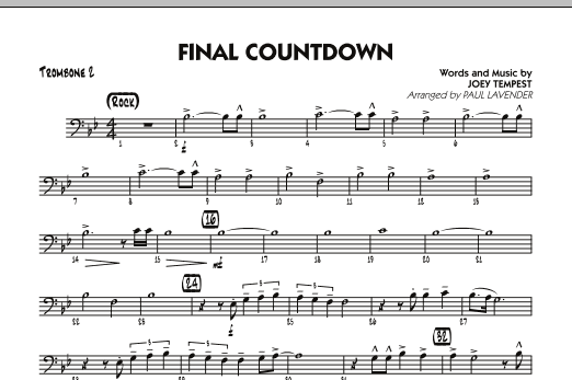 Paul Lavender Final Countdown - Trombone 2 sheet music notes and chords. Download Printable PDF.