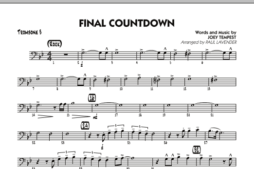 Paul Lavender Final Countdown - Trombone 3 sheet music notes and chords. Download Printable PDF.