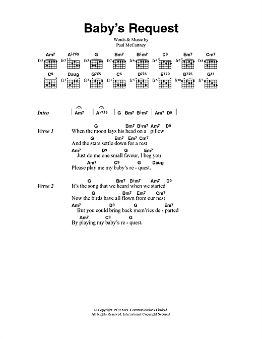 Paul McCartney Baby's Request sheet music notes and chords arranged for Guitar Chords/Lyrics