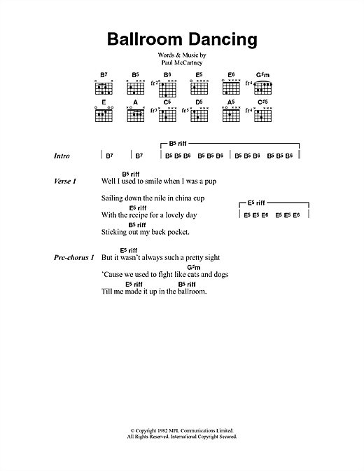 Paul McCartney Ballroom Dancing sheet music notes and chords arranged for Guitar Chords/Lyrics
